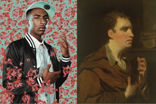 Left: Kehinde Wiley, "After Sir Joshua Reynolds' 'Portrait of Doctor Samuel Johnson,'" published by powerHouse BooksRight: Sir Joshua Reynolds (1723–1792), "Portrait of Dr Samuel Johnson"