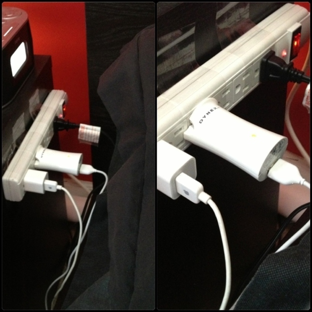 Have short charger cords? Need a power strip near your bed? Tape it to your nightstand.