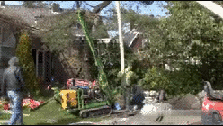 The funny thing about this GIF is that while one of the guys is hit the right in the nuts, the other barely escapes being hit on the head.