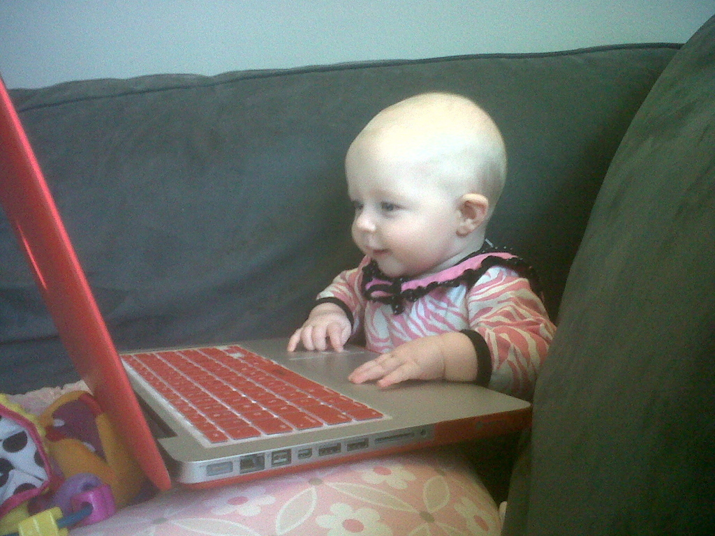 Imagine a day where you felt no need to check your email, or to keep up with your various social media presences. Does the thought seem ridiculous? Kind of, yeah. You've gotta admire your baby for being completely content sans Facebook. They're just livin' life, and lovin' it.