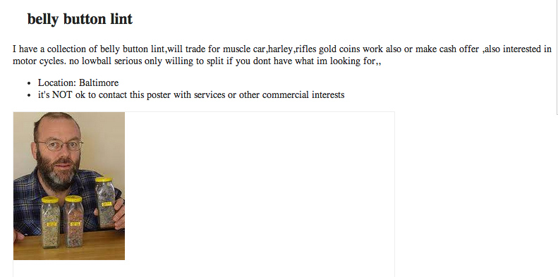 Because we've always wondered how much we could sell our cavity lint for.
