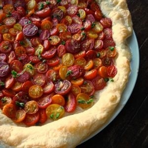 Cherry tomatoes, roasted, set in a buttery puff pastry crust. You really need nothing more to make you completely happy.