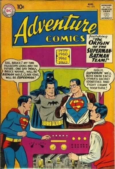 List of more practical uses Superboy can make of a machine that can see through time: 1.Betting on the outcomes of sporting events.2.Foreseeing natural disasters and catastrophe.3.Letting Bruce Wayne know that his parents are going to be gunned down in front of his very eyes in a filthy alley, you dick
