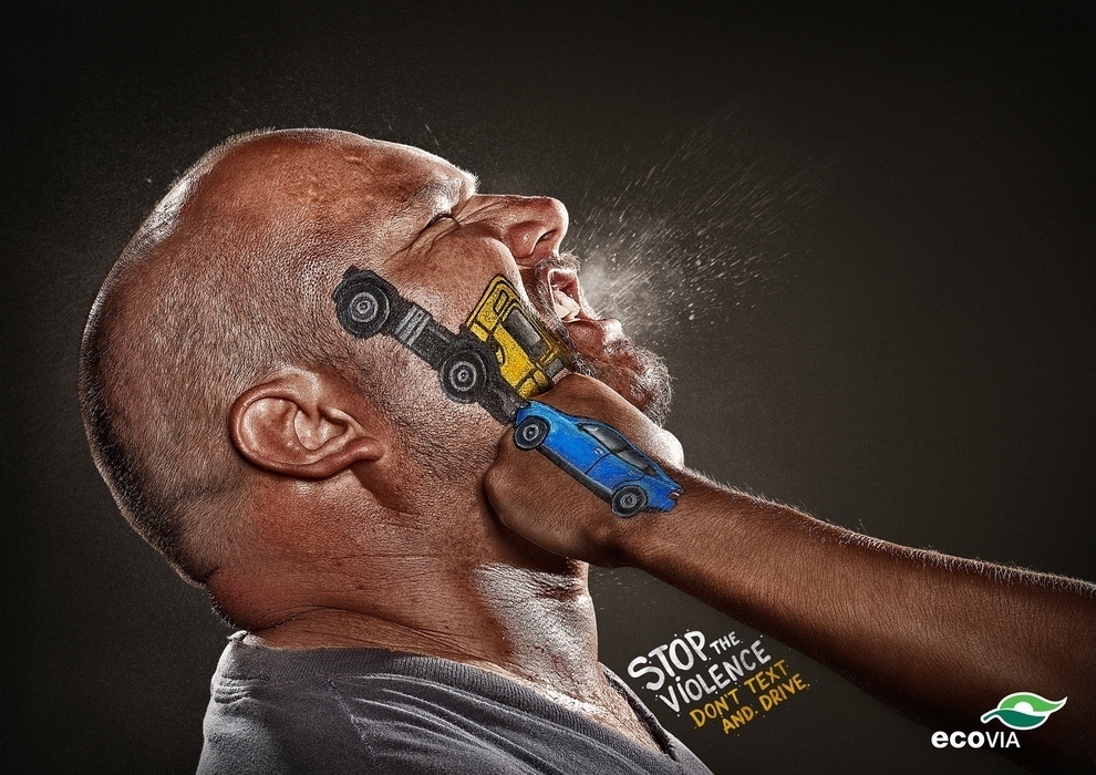 Brazilian ad from January for Ecovia, a highway management company.