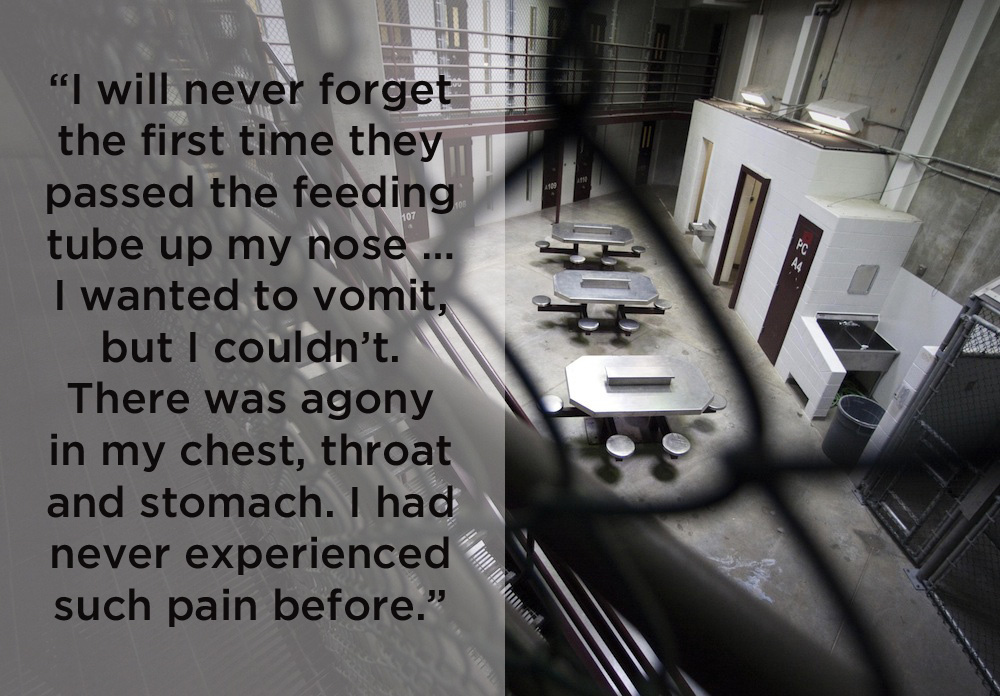 Photo: The interior of an unoccupied communal cellblock at Camp VI.Excerpt via The New York Times.