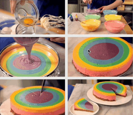 Like rainbow cheesecake. Novice or expert, baking requires your full attention.