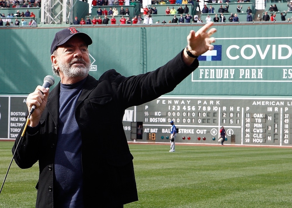 Neil Diamond sang "Sweet Caroline" in the middle of the eighth inning Saturday at Fenway Park as the Boston Red Sox played the Kansas City Royals.