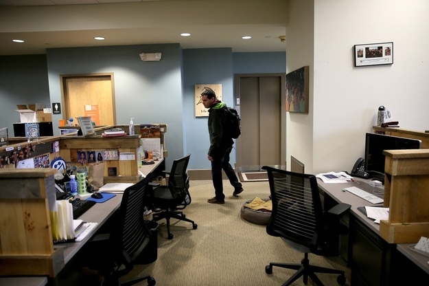 Roy Heffernan looks over his office on Tuesday.