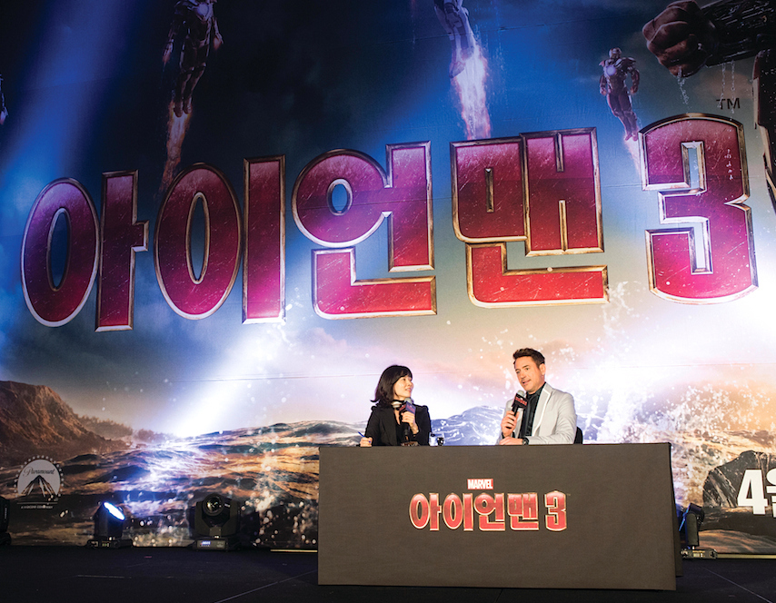 Robert Downey Jr. at the press conference for Iron Man 3 in Seoul, South Korea on April 4, 2013