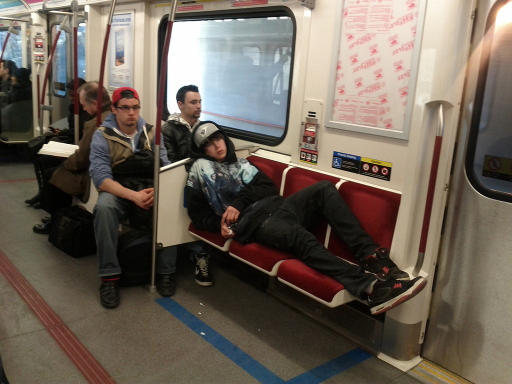 On the Toronto subway: “I hope your entire lower torso is comfortable, asshole.”