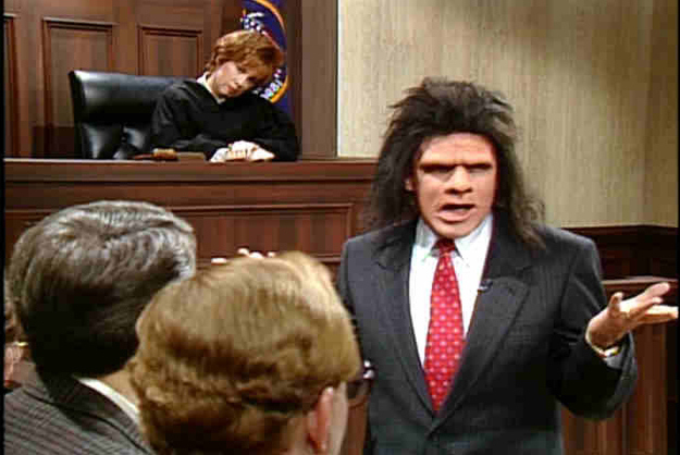One hundred thousand years ago, a caveman was out hunting in the plains, when he slipped and fell into a crevasse, where he was frozen solid. In 1988, he was discovered by scientists and was thawed out. He then attended law school and became...The Unfrozen Caveman Lawyer!