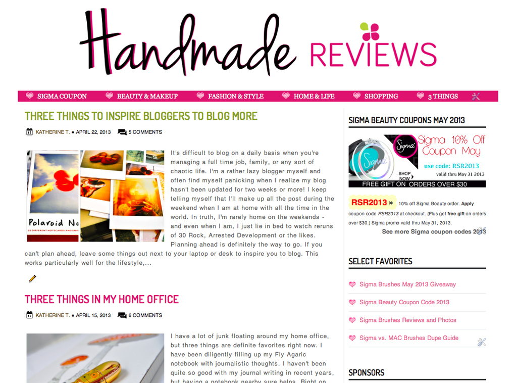 Handmade Reviews is a clean and fun beauty and shopping blog that deals with makeup reviews and shopping deals!