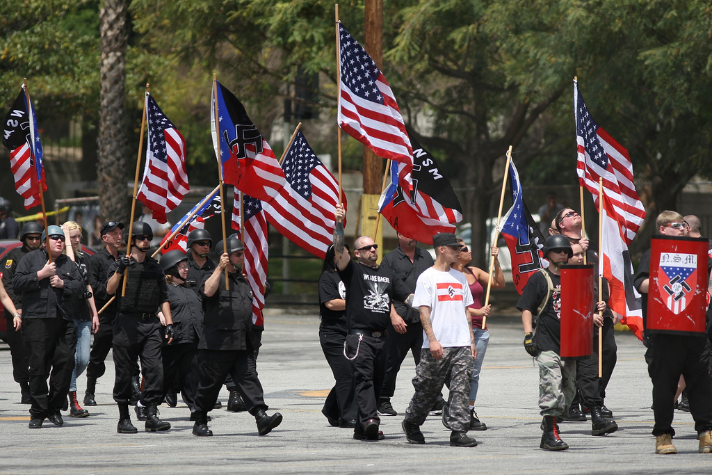 Members of the National Socialist Movement on a 2010 march in LA (Getty Images)