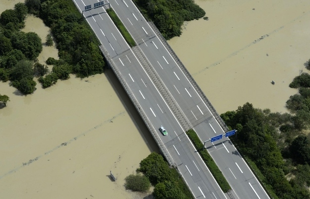 A police car on a highway near Deggendorf on June 6.