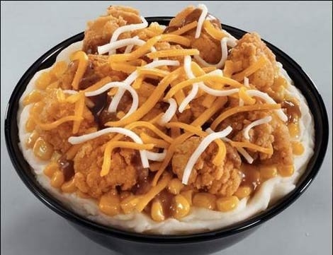 This eliminates waste by compiling an entire meal into one bowl. That's why it's called "Famous Bowl." It's literally saving the environment. You're welcome, World.