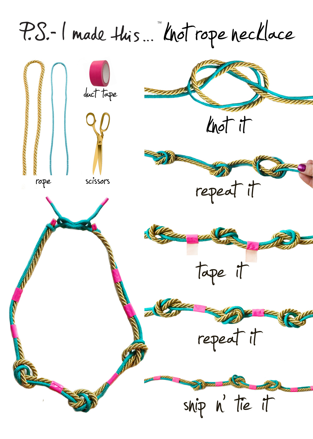 Rope and duct tape in pretty colors are all you need to make this deceptively fancy summer accessory.