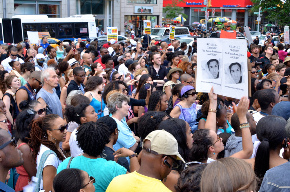 Protest at Union Square in New York City after the not guilty verdict in the George Zimmerman trial over the killing of Trayvon Martin.