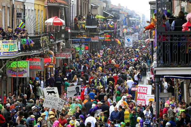 The Mardi Gras celebration in New Orleans, La., has become synonymous with the city itself. NOLA's slogan ("Let the good times roll") and nickname (Big Easy) trace roots back to the bead-slinging, booby-flashing, drink-guzzling shenanigans.