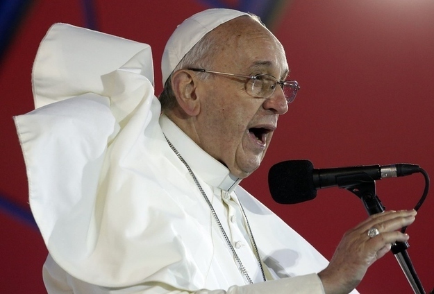 Pope Francis urged young Roman Catholics to spurn materialism, shake up the church, and make a "mess" in their dioceses by going out into the streets to spread the faith.