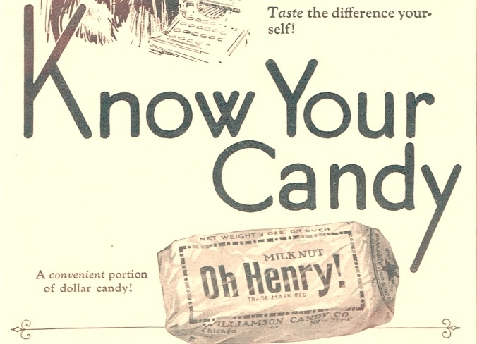 It's the "Roaring Twenties," and who has time for baking? The devil gets out of the kitchen and into the Jazz Age; Americans crave pre-packaged convenience in the form of raw nuts and candy bars, including Baby Ruth, Oh Henry!, Reese's Peanut Butter Cups, Butterfinger, and Mr. Goodbar.