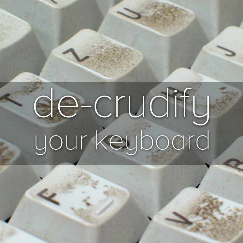 Your keyboard is starting to look like it was discovered in an archaeological dig. Get rid of those gross stains by lightly dipping a clean cloth in a mix of equal parts white vinegar and water and wiping down the keys. Be careful to not overload your cloth with liquid - it could be damaging to the circuitry.