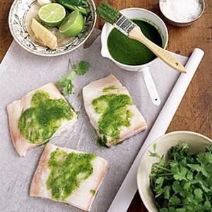 Spicy, fresh & slightly tropical, the marinade here does double duty as a finishing sauce for a quick and easy dinner. Serve this up in corn tortillas for sublime fish tacos!