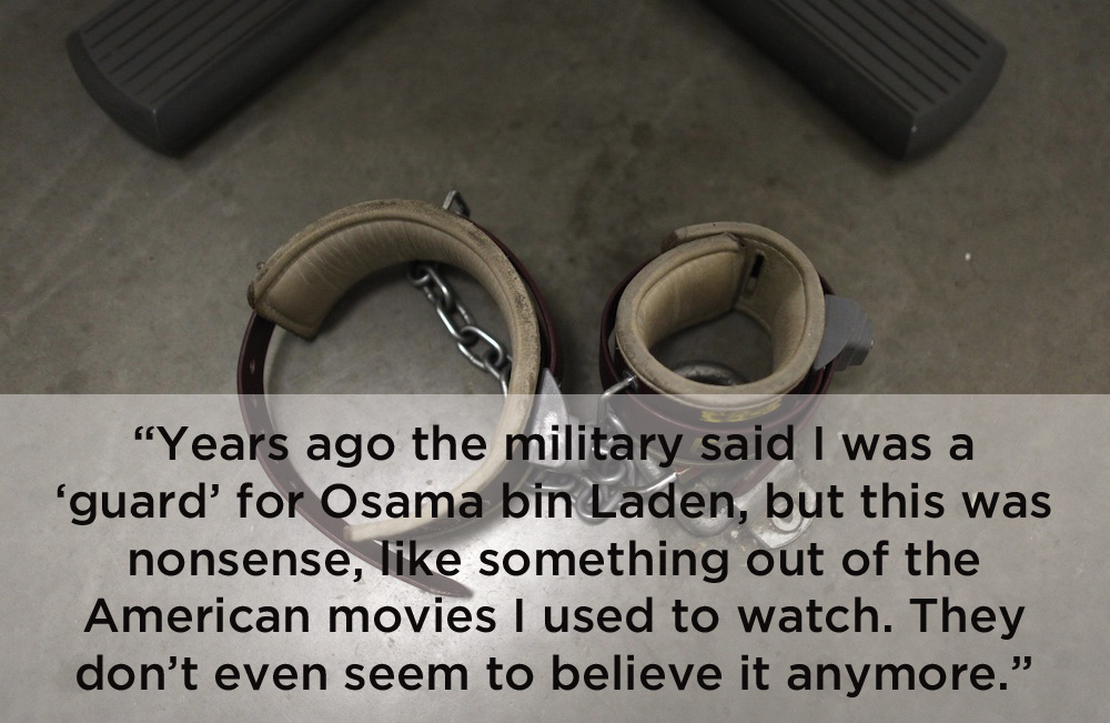 Photo: An ankle shackle used by prisoners during meetings with their lawyers.Excerpt via The New York Times.