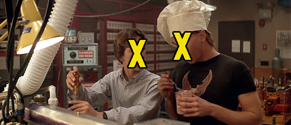 Name the film this exchange comes from:Chris: "Kent puts his name on his license plate."Mitch: "My mom does the same thing to my underwear."Chris: "Your mom puts license plates in your underwear? How do you sit?"A. SupermanB. Old SchoolC. Real Genius