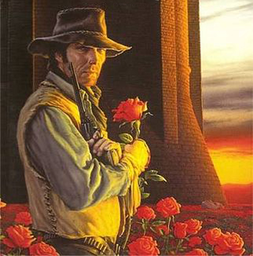 You will need:• Cowboy hat• Blue button-down shirt• Brown leather vest• Optional - Leather duster• Optional - Fake pistols• Optional - Ammo belyYour cover story:As a descendant of King Arthur and an official gunslinger, it is your duty to protect these people from the evils of the Dark Tower. No you don't want to elaborate. Quote to use:"The world has moved on."