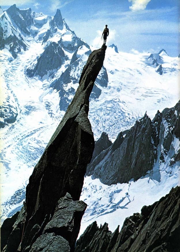 Foto clássica de escalada tirada do livro de Gaston Rébuffat.
