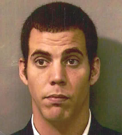Jackass star Steve-O (real name: Stephen Glover) was arrested in August of 2002 for one of the more unusual reasons out of anyone on the list. He had allegedy stapled his scrotum to his thigh during a nightclub performance, causing him to be arrested for indecent exposure.