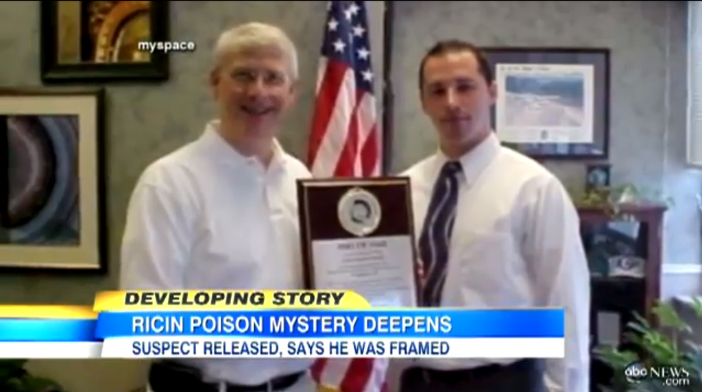 U.S. Sen. Roger Wicker, left, with Everett Dutschke, who was arrested Saturday in connection with ricin-laced letters sent to Sen. Wicker, President Obama and a Mississippi judge.