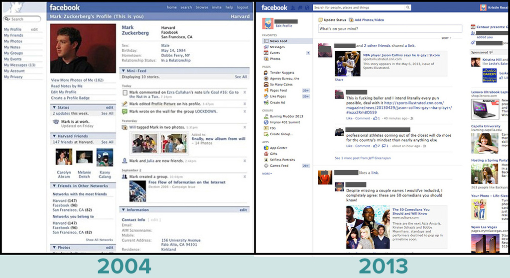 Mark closed the door on his ivy-league education to get Facebook off the ground, which was probably a good choice, overall. While the functionality of Facebook has drastically changed over the years, the basic layout has mostly survived.