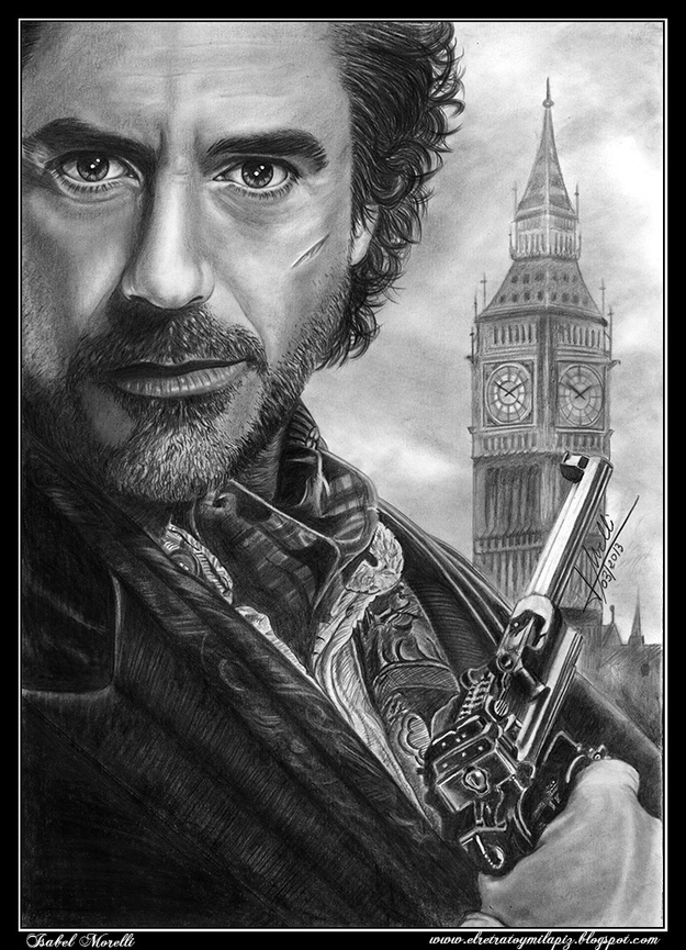 Wow! Beautiful pencil drawing!Link: http://isabel-mr.deviantart.com/art/Sherlock-Holmes-Robert-Downey-Jr-361146749