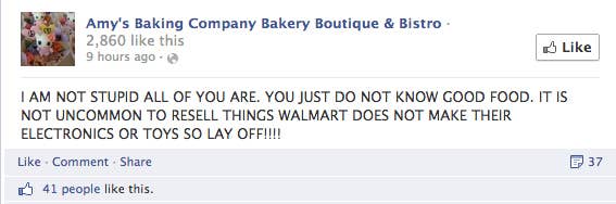 This Is The Most Epic Brand Meltdown On Facebook Ever Amy's baking company on wn network delivers the latest videos and editable pages for news & events, including entertainment, music, sports, science and more, sign up and share your playlists. most epic brand meltdown on facebook ever