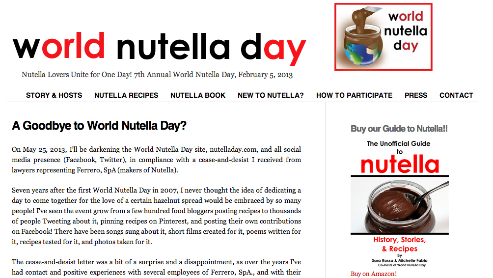 Founder Of World Nutella Day Received Cease And Desist From Nutella's  Parent Company