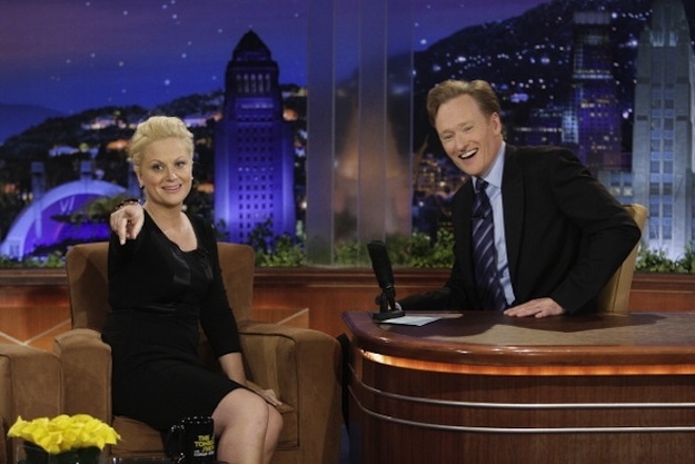 Long before Amy Poehler became a resident of Pawnee on Parks and Recreation she played Andy Richter's sister on Late Night with Conan O'Brien. Which is to say, before she took Saturday Night Live by storm, she was a headgear-wearing geek with a huge crush on Conan from 1996-2000.