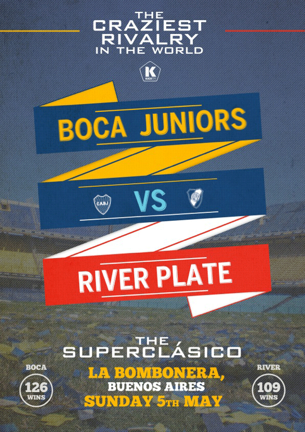 On Sunday, the Superclasico returns. We've made the trip to Boca's La Bombonera, and we'll be capturing the craziest rivalry in the world, with a camera in one hand and our shirt waving in the other. For more info on the Superclasico, be sure to give Argentine futbol expert Joel Richards' ebook a look. Our Superclasico art was made by Luke Barclay. Follow KICKTV and our trip to Argentina on YouTube.