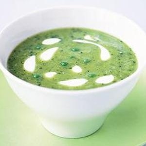 Whet their appetites with cold cups of minted pea soup. A potato adds creamy body while a finishing splash of buttermilk keeps it bright!