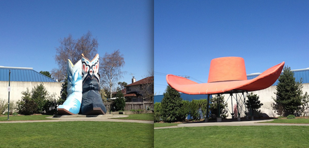 Like the name suggests, Hats 'N' Boots was once the largest cowboy boot and hat store in America. After many renovations, the large hat and boots were moved to Oxbow Park. Now visitors can enjoy a nice day at the park next to the giant Western wear sculptures.