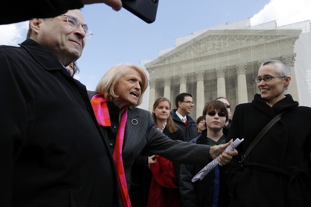 Rep. Jerrold Nadler, left, stands with Edith Windsor, second from left, at the Supreme Court.