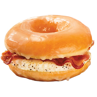 That's a glazed donut from Dunkin Donuts sharing leg room with your bacon, egg and cheese. Now that's what I call the breakfast of champions.