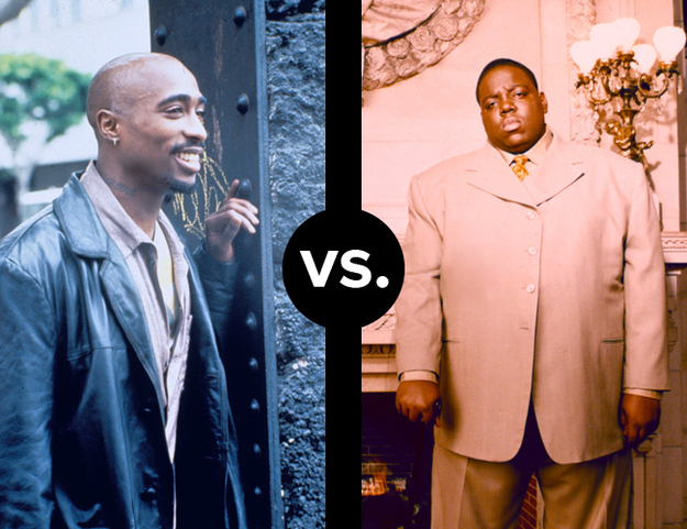 The East Coast/West Coast hip hop rivalry of the 1990s had two labels at its core: Bad Boy Records in the East, and Death Row Records in the West. Tupac and Biggie waged a battle of the words in several of their tracks and interviews, all of which ended when both were shot to death by unknown assailants in 1996 and 1997 respectively.