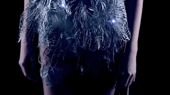 The Smoke Dress is the brainchild of Dutch designer Anouk Wipprecht. When the dress detects an approaching visitor, a cloud of smoke is released, camouflaging itself like the world's worst ninja. Combined with the delicate metallic webwork, this garment looks straight out of a 24th-century socialite's closet.