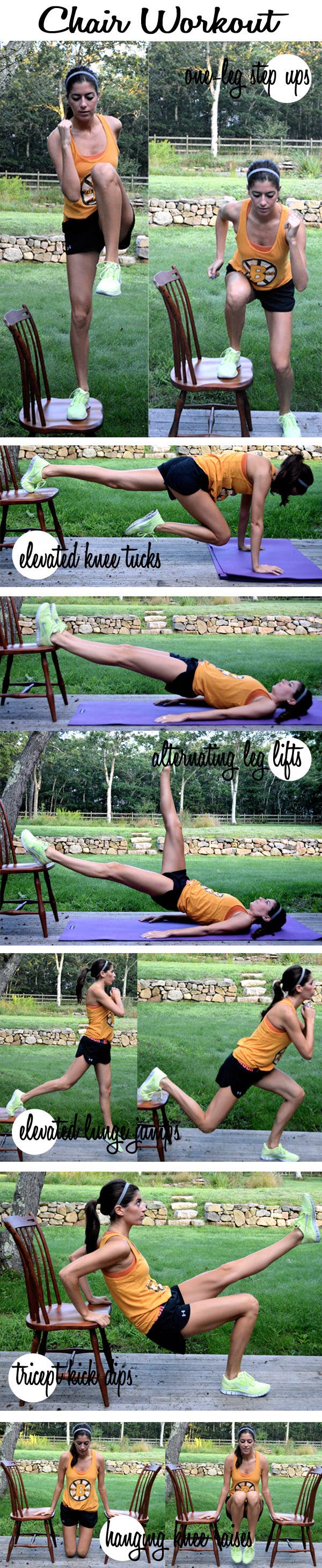 Set a timer for 40 rounds of 30 seconds of work and 10 seconds of rest. Go through the sequence five times.