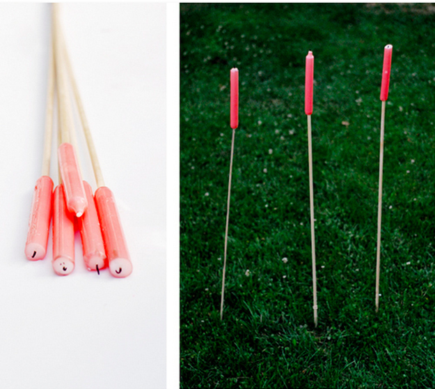 Make candle stakes for romantic nighttime lighting.