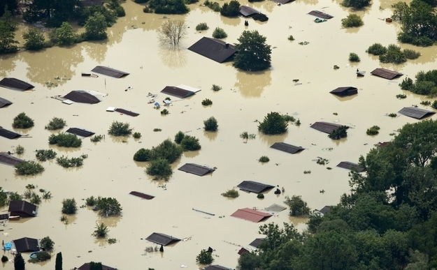 The swollen Danube river near Fischerdorf, a suburb of Deggendorf on June 6.