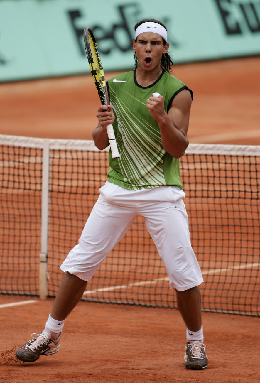Nadal burst onto the tennis scene in 2005 with fully exposed arms and kapris ending below the knee. In his first French Open, he took the title at the age of 19.