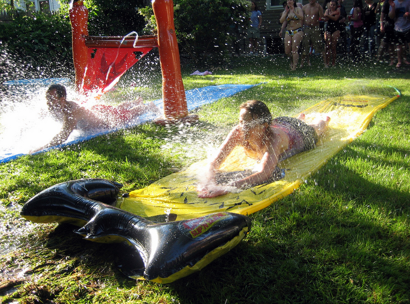 That's the beauty of these slides: they're made to be impromptu! Throw down one of these bad boys to relive your glory days as the person who always slid off the end of the tarp and into the grass.