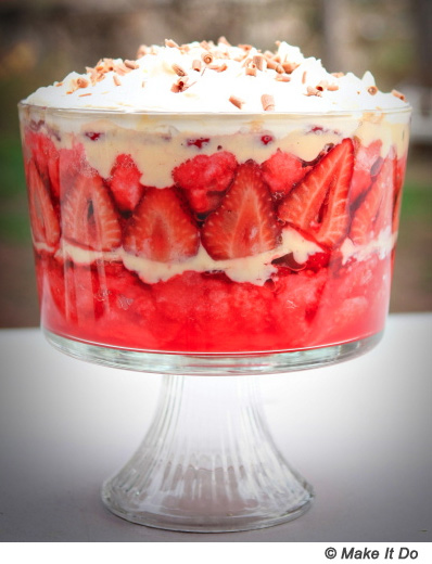 One of the easier English desserts, you simply add cake, custard (or pudding), fruit, and whipped cream to a pretty bowl in layers, and Bob's your uncle! Want to make the Scottish version called "Tipsy Laird"? Drizzle whiskey over the cake. (Just be careful not to add too much or your guests will get rat-arsed.) Recipe and instructions courtesy of Make It Do.Bob's your uncle = it's simple, donerat-arsed = drunk